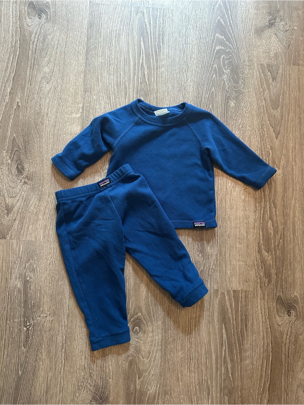 Patagonia 6-12 Months Baby Boy Blue Micro D Fleece Set